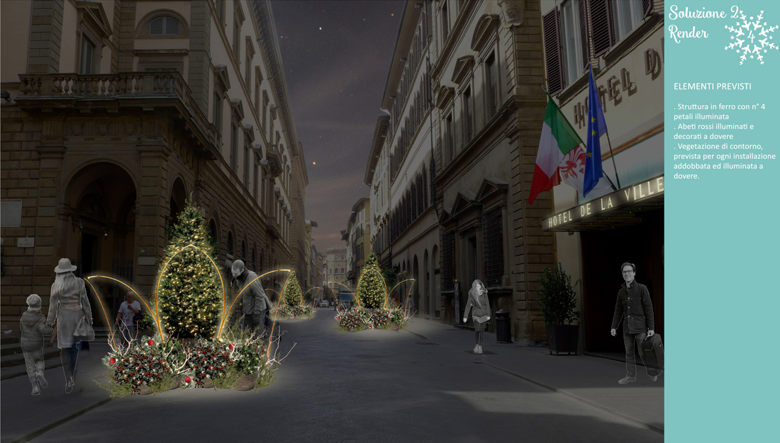 Christmas decoration project for Via Tornabuoni, Florence